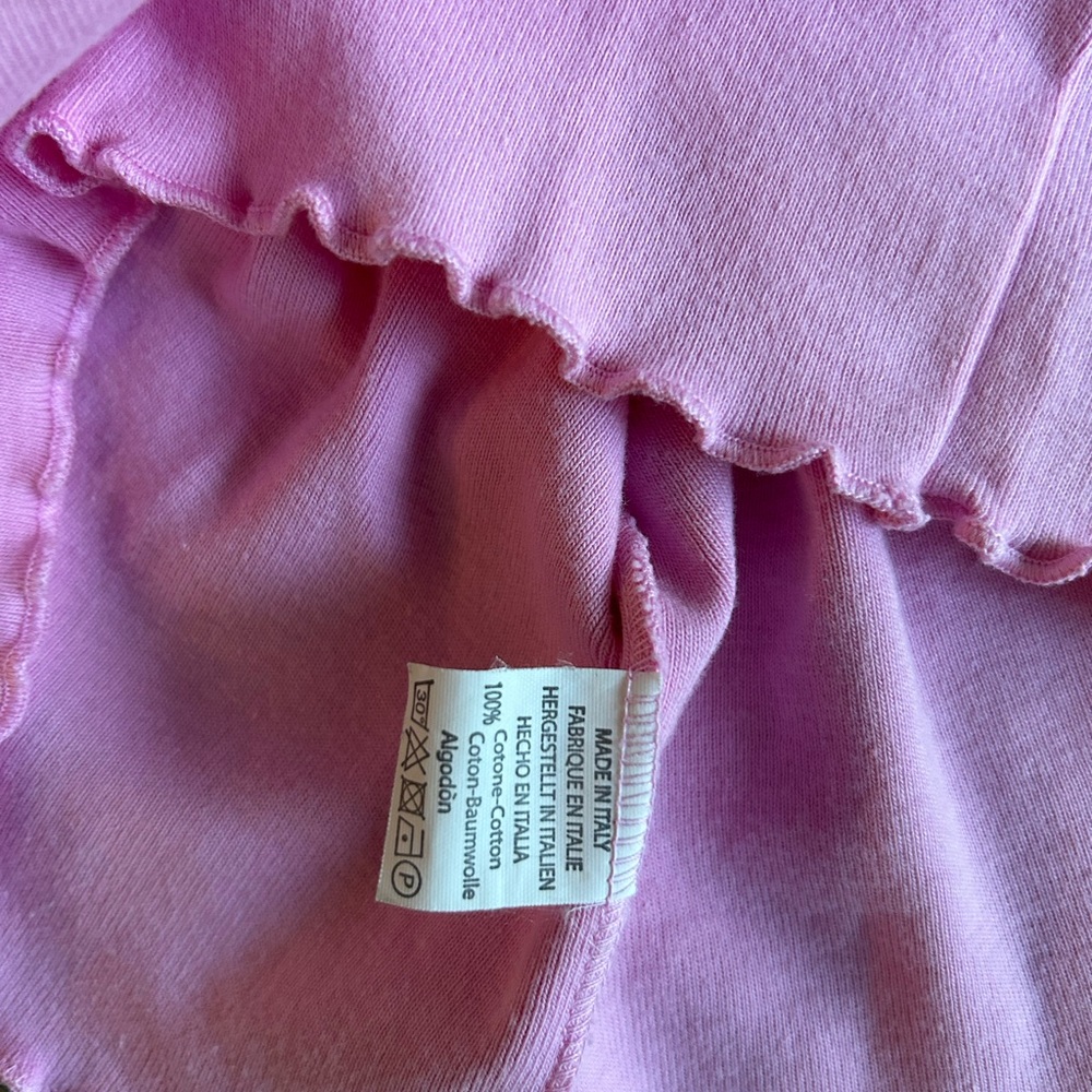 Brandy Melville Pink Baby Tee with lettuce trim - Picture 3 of 3